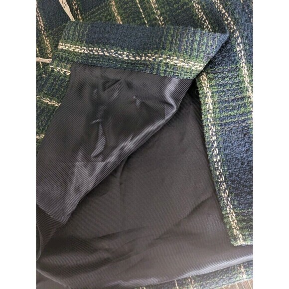 Aritzia BABATON Joan Oversized Shirt Jacket Navy Green Tweed Plaid Shacket Sz 1 - Picture 11 of 13